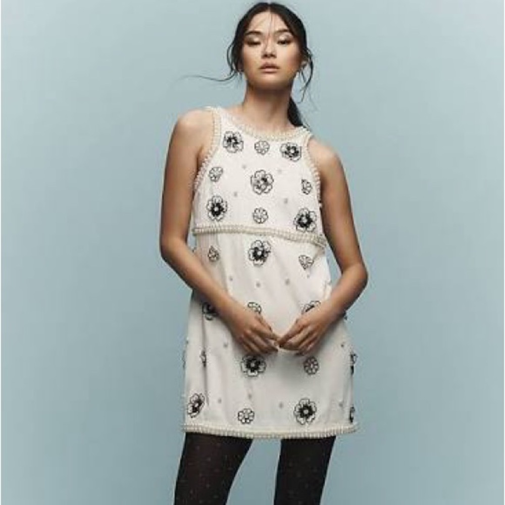 Maeve 3D Embellished Shift Mini Dress